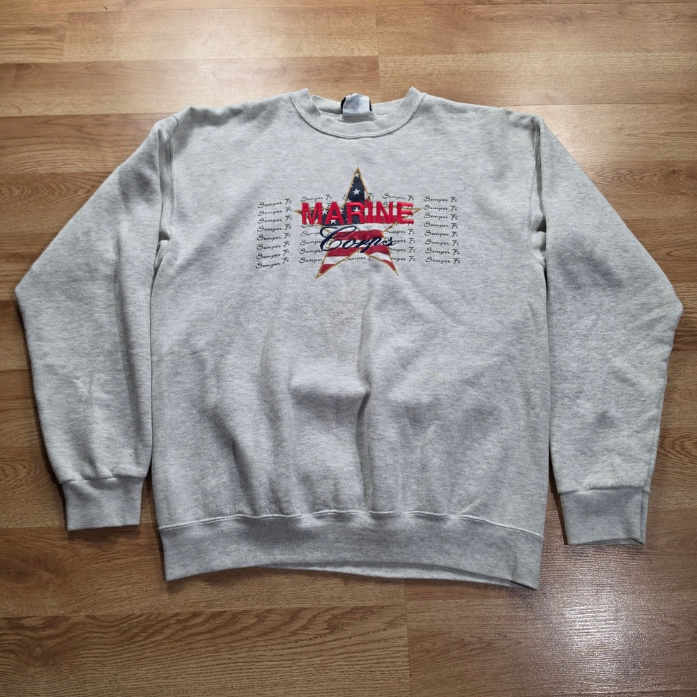 Vintage Marine Corps Semper Fi Santee Sweatshirt Men L  Heavyweight USA Pullover